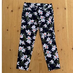 Old Navy Floral Print Ankle‎ Pants Stretch Casual Career Black White Size 4
